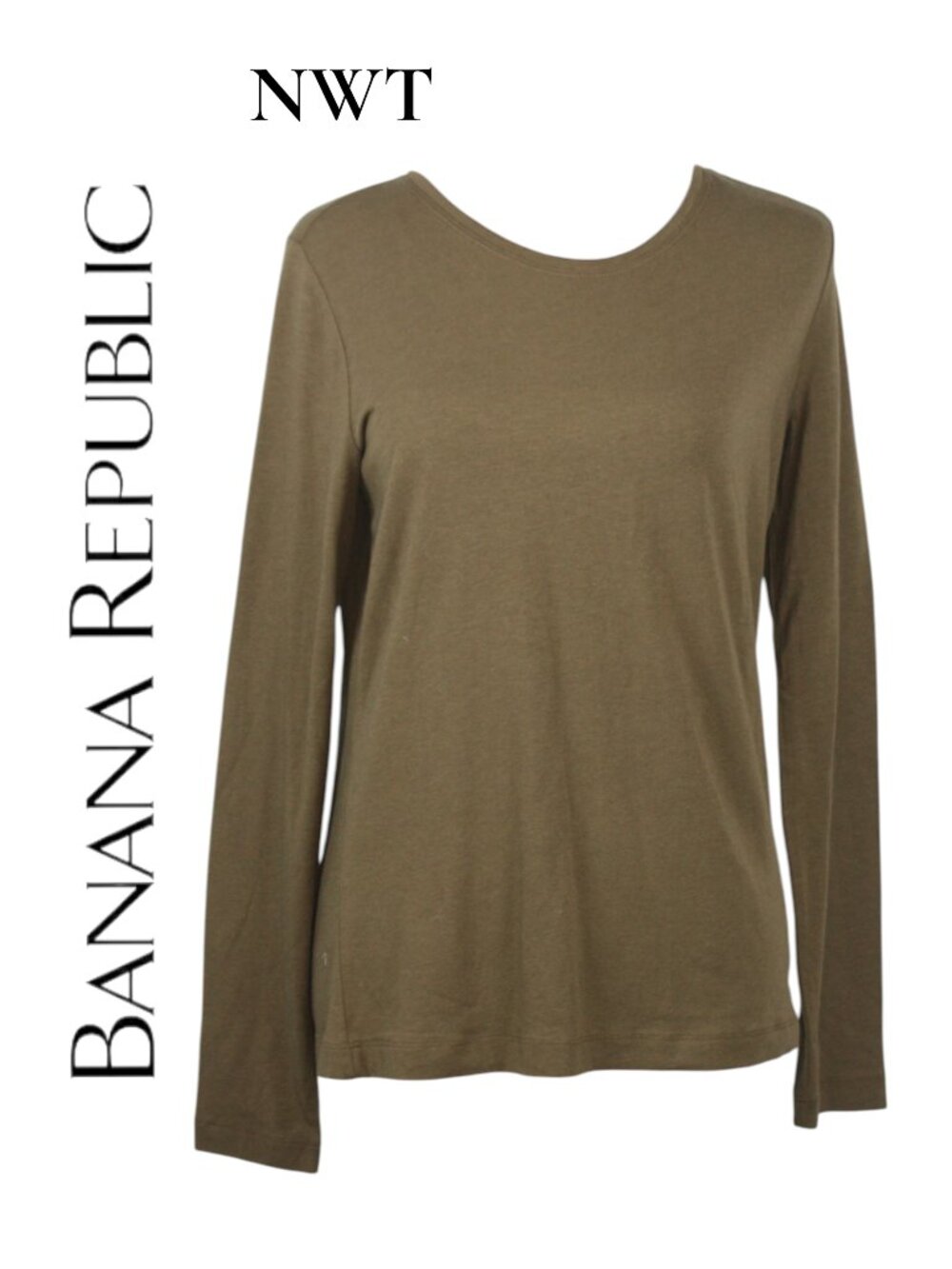 NWT Banana Republic Factory Olive Green Timeless Long Sleeve Tee T-Shirt Size S